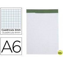 BLOC NOTAS LIDERPAPEL CUADRO 4 MM A6 80 HOJAS 60 G/M2 PERFORADO SIN TAPA