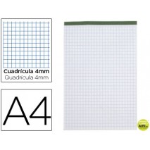BLOC NOTAS LIDERPAPEL CUADRO 4 MM A4 80 HOJAS 60 G/M2 PERFORADO SIN TAPA