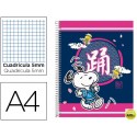 BLOC ESPIRAL LIDERPAPEL MICROPERFORADO DIN-A4 140H CUADRO 5 MM 70 GRS SNOOPY GOOD LUCK