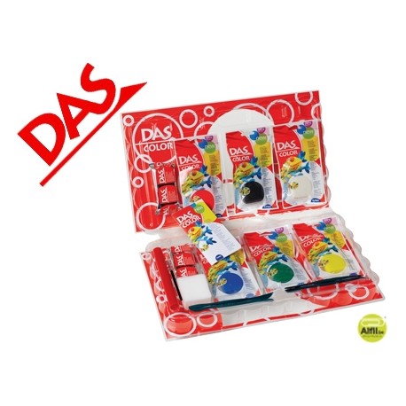 SET DAS COLOR KIT CON PASTA DE MODELAR BLANCA Y TERRACOTA + ESPATULA +RODILLO + ESPONJA