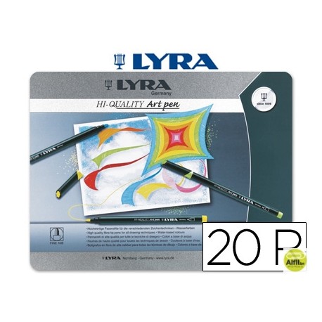 ROTULADOR LYRA HI-QUALITY ART PEN DE 20 COLORES -CAJA METAL