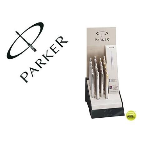 BOLIGRAFO PARKER JOTTER STEEL EXPOSITOR 18 UNIDADES SURTIDAS