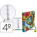 CARPETA LIDERPAPEL 4 ANILLAS 25 MM REDONDAS CARTON FORRADO TAMA¾O CUARTO FANTASIA EL PEZ
