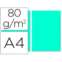 PAPEL COLOR LIDERPAPEL DIN-A4 80 GRAMOS AZUL TURQUESA PAQUETE DE 100 HOJAS