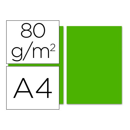 PAPEL COLOR LIDERPAPEL DIN-A4 80 GRAMOS VERDE INTENSO PAQUETE DE 100 HOJAS