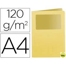 SUBCARPETA CARTULINA Q-CONNECT DIN A4 AMARILLA CON VENTANA TRANSPARENTE 120 GR