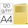 SUBCARPETA CARTULINA Q-CONNECT DIN A4 AMARILLA CON VENTANA TRANSPARENTE 120 GR