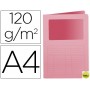SUBCARPETA CARTULINA Q-CONNECT DIN A4 ROSA CON VENTANA TRANSPARENTE 120 GR