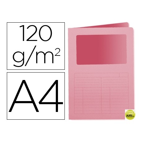 SUBCARPETA CARTULINA Q-CONNECT DIN A4 ROSA CON VENTANA TRANSPARENTE 120 GR