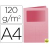 SUBCARPETA CARTULINA Q-CONNECT DIN A4 ROSA CON VENTANA TRANSPARENTE 120 GR