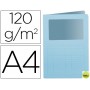 SUBCARPETA CARTULINA Q-CONNECT DIN A4 AZUL CON VENTANA TRANSPARENTE 120 GR
