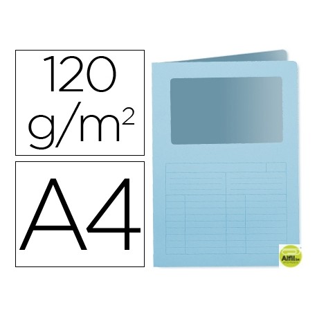 SUBCARPETA CARTULINA Q-CONNECT DIN A4 AZUL CON VENTANA TRANSPARENTE 120 GR
