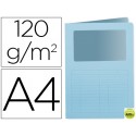 SUBCARPETA CARTULINA Q-CONNECT DIN A4 AZUL CON VENTANA TRANSPARENTE 120 GR
