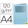 SUBCARPETA CARTULINA Q-CONNECT DIN A4 AZUL CON VENTANA TRANSPARENTE 120 GR