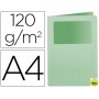 SUBCARPETA CARTULINA Q-CONNECT DIN A4 VERDE CON VENTANA TRANSPARENTE 120 GR