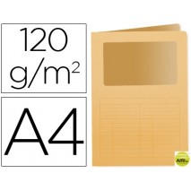 SUBCARPETA CARTULINA Q-CONNECT DIN A4 NARANJA CON VENTANA TRANSPARENTE 120 GR