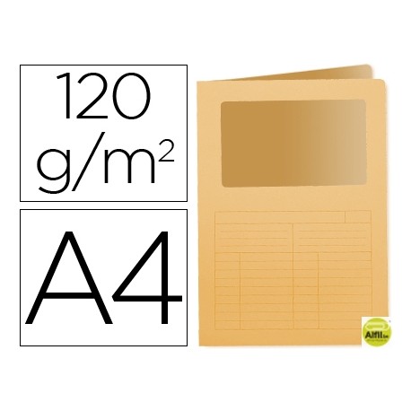 SUBCARPETA CARTULINA Q-CONNECT DIN A4 NARANJA CON VENTANA TRANSPARENTE 120 GR