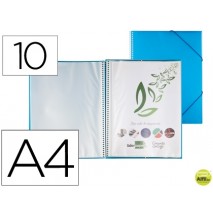 CARPETA LIDERPAPEL ESCAPARATE CON ESPIRAL 10 FUNDAS POLIPROPILENO DIN A4 AZUL