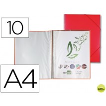 CARPETA LIDERPAPEL ESCAPARATE CON ESPIRAL 10 FUNDAS POLIPROPILENO DIN A4 ROJO