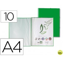 CARPETA LIDERPAPEL ESCAPARATE CON ESPIRAL 10 FUNDAS POLIPROPILENO DIN A4 VERDE