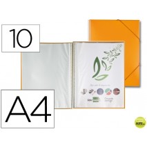 CARPETA LIDERPAPEL ESCAPARATE CON ESPIRAL 10 FUNDAS POLIPROPILENO DIN A4 NARANJA