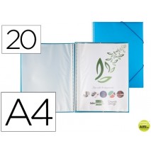 CARPETA LIDERPAPEL ESCAPARATE CON ESPIRAL 20 FUNDAS POLIPROPILENO DIN A4 AZUL