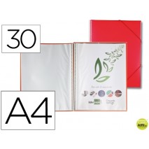 CARPETA LIDERPAPEL ESCAPARATE CON ESPIRAL 30 FUNDAS POLIPROPILENO DIN A4 ROJO