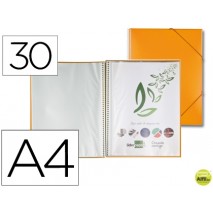 CARPETA LIDERPAPEL ESCAPARATE CON ESPIRAL 30 FUNDAS POLIPROPILENO DIN A4 NARANJA