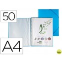 CARPETA LIDERPAPEL ESCAPARATE CON ESPIRAL 50 FUNDAS POLIPROPILENO DIN A4 AZUL