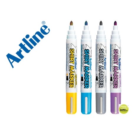 ROTULADOR ARTLINE CAMISETA EKT-2 AMARILLO,GRIS,CELESTE Y VIOLETA PUNTA REDONDA 2 MM USO EN CAMISETA