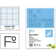 RECAMBIO LIDERPAPEL FOLIO 100 HOJAS 60G/M2RAYADO NÌ46 4 TALADROS
