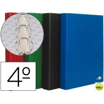 CARPETA DE 4 ANILLAS 25MM REDONDAS LIDERPAPEL CUARTO CARTON FORRADO PAPER COAT 4 COLORES SURTIDOS