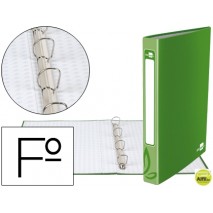 CARPETA DE 4 ANILLAS 25MM REDONDAS LIDERPAPEL FOLIO CARTON FORRADO VERDE