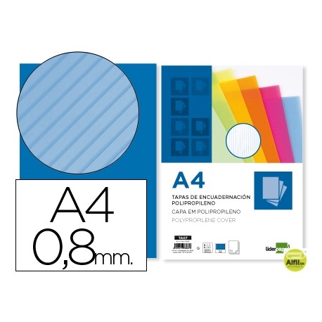 TAPA ENCUADERNACION LIDERPAPEL POLIPROPILENO ONDULADO A4 0.8MM AZUL