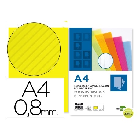 TAPA ENCUADERNACION LIDERPAPEL POLIPROPILENO ONDULADO A4 0.8MM AMARILLA