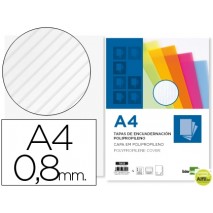 TAPA ENCUADERNACION LIDERPAPEL POLIPROPILENO ONDULADO A4 0.8MM TRANSPARENTE