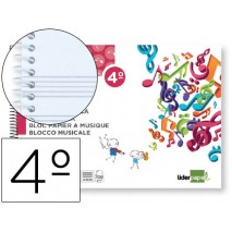 BLOC MUSICA LIDERPAPEL PENTAGRAMA 4MM CUARTO 20 HOJAS 100G/M2