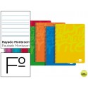 BLOC ESPIRAL LIDERPAPEL FOLIO WRITE TAPA CARTONCILLO 80H 60G RAYADO MONTESSORI CON MARGEN. COLORES S