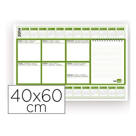 PLANNING SOBREMESA SEMANAL LIDERPAPEL 40X60 CM 80 GR 60 HOJAS 2016-2017