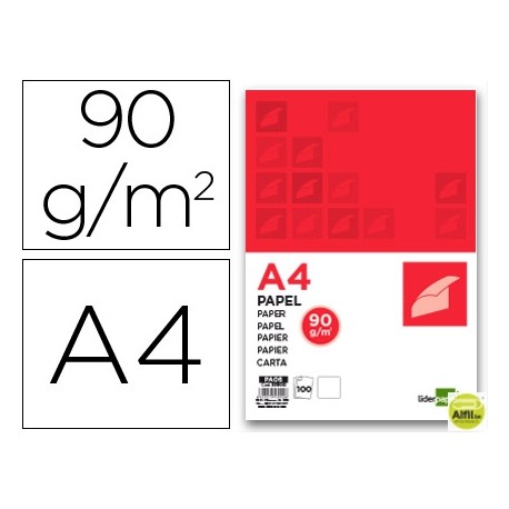PAPEL LIDERPAPEL A4 90G/M2 PAQUETE DE 100 BLANCO