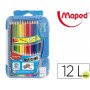 LAPICES DE COLORES MAPED COLOR PEPS DE 12 COLORES CON GOMA Y SACAPUNTAS CAJA INTELIGENTE CON BISAGRA