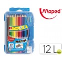 LAPICES DE COLORES MAPED COLOR PEPS DE 12 COLORES CON GOMA Y SACAPUNTAS CAJA INTELIGENTE CON BISAGRA