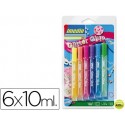 PEGAMENTO PURPURINA IMEDIO GLITTER COLORES SURTIDOS PASTEL BLISTER DE 6