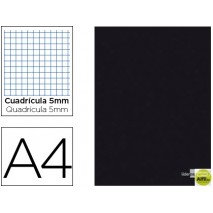 LIBRETA LIDERPAPEL TAPA NEGRA A4 80 HOJAS 60G/M2 CUADRO 5MM CON MARGEN