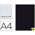 LIBRETA LIDERPAPEL TAPA NEGRA A4 80 HOJAS 60G/M2 CUADRO 5MM CON MARGEN