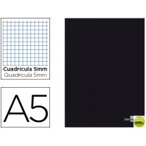 LIBRETA LIDERPAPEL TAPA NEGRA A5 80 HOJAS 60G/M2 CUADRO 5MM CON MARGEN