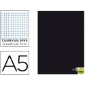 LIBRETA LIDERPAPEL TAPA NEGRA A5 80 HOJAS 60G/M2 CUADRO 5MM CON MARGEN