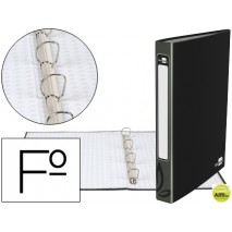 CARPETA DE 4 ANILLAS 25MM REDONDAS LIDERPAPEL FOLIO CARTON FORRADO NEGRA