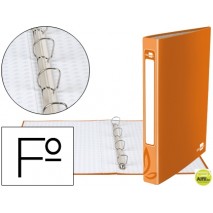 CARPETA DE 4 ANILLAS 25MM REDONDAS LIDERPAPEL FOLIO CARTON FORRADO NARANJA