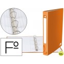 CARPETA DE 4 ANILLAS 25MM REDONDAS LIDERPAPEL FOLIO CARTON FORRADO NARANJA